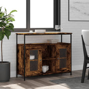 Sideboard 100x35x80 cm carved smoked oak wood