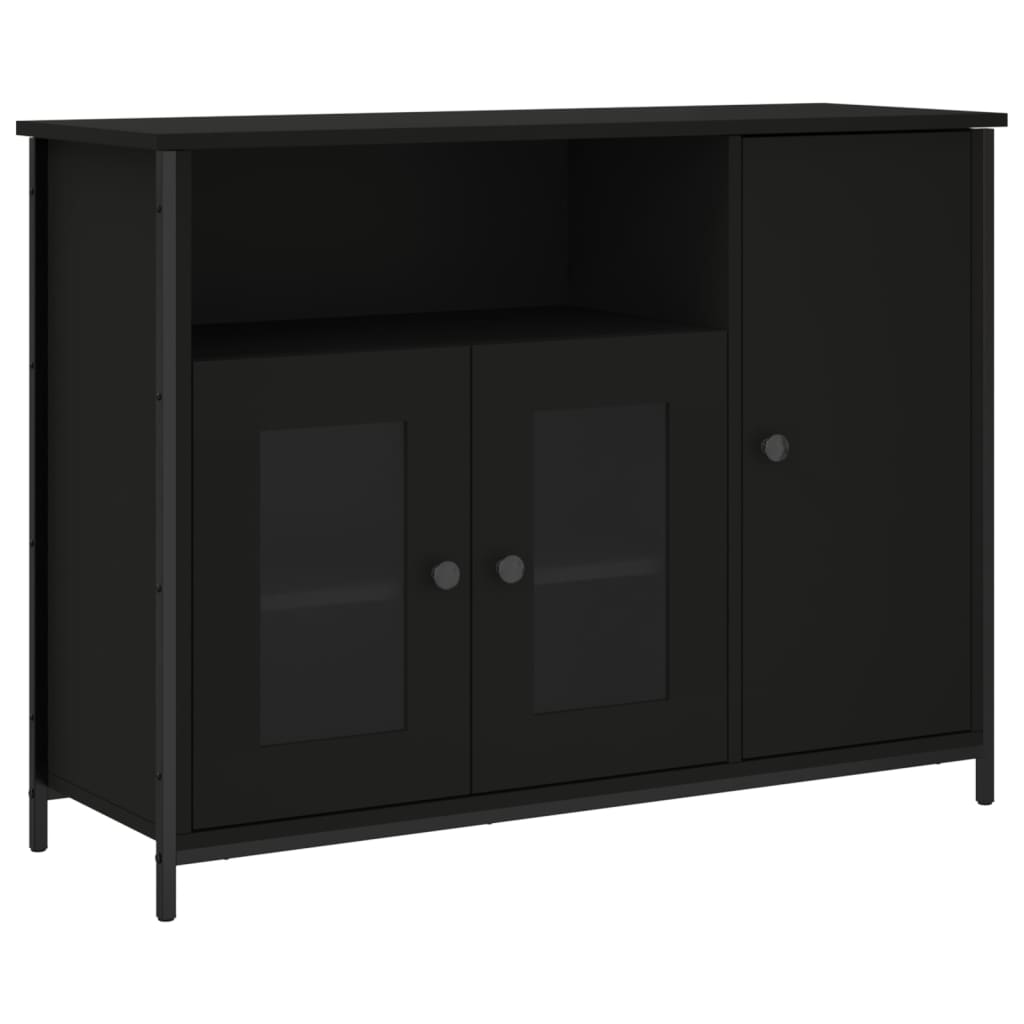 Dressoir 100X35X75 Cm Bewerkt Hout Zwart