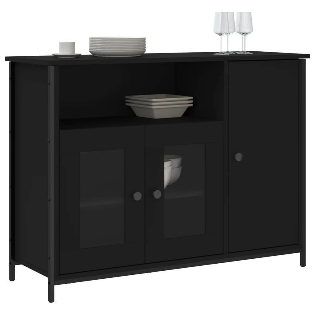 Dressoir 100X35X75 Cm Bewerkt Hout Zwart