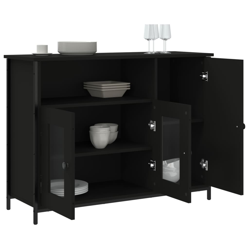 Dressoir 100X35X75 Cm Bewerkt Hout Zwart