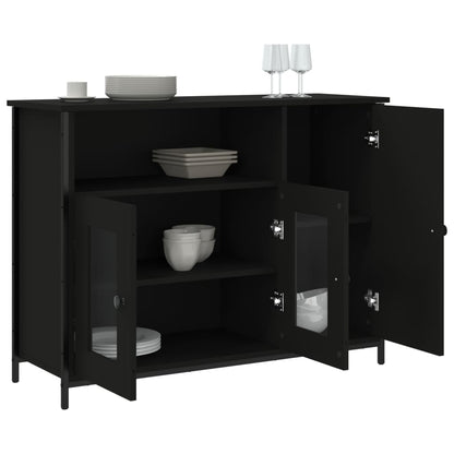 Dressoir 100X35X75 Cm Bewerkt Hout Zwart