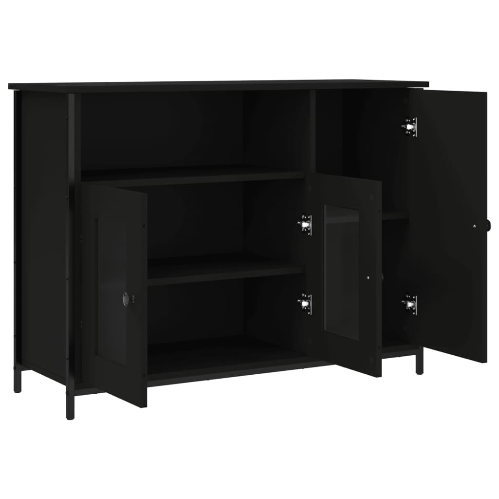Dressoir 100X35X75 Cm Bewerkt Hout Zwart