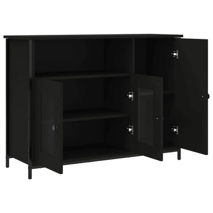 Dressoir 100X35X75 Cm Bewerkt Hout Zwart