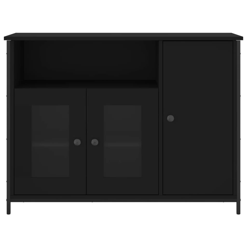 Dressoir 100X35X75 Cm Bewerkt Hout Zwart