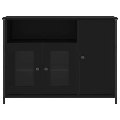 Dressoir 100X35X75 Cm Bewerkt Hout Zwart