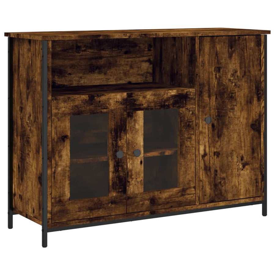 Dressoir 100x35x75 cm bewerkt hout gerookt eikenkleurig