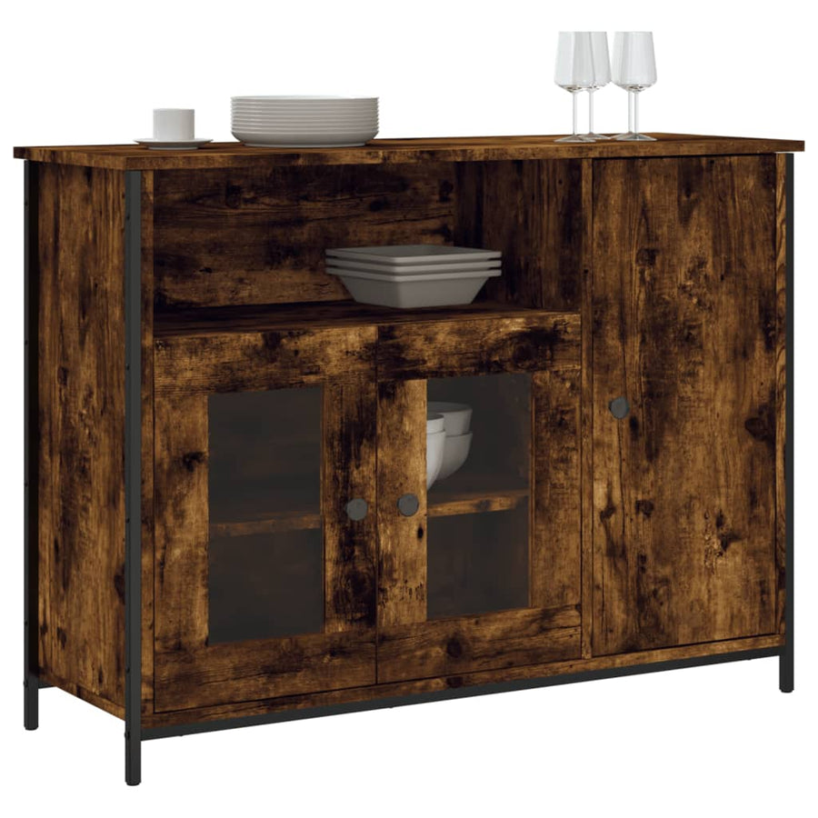 Dressoir 100x35x75 cm bewerkt hout gerookt eikenkleurig