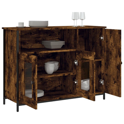 Dressoir 100x35x75 cm bewerkt hout gerookt eikenkleurig