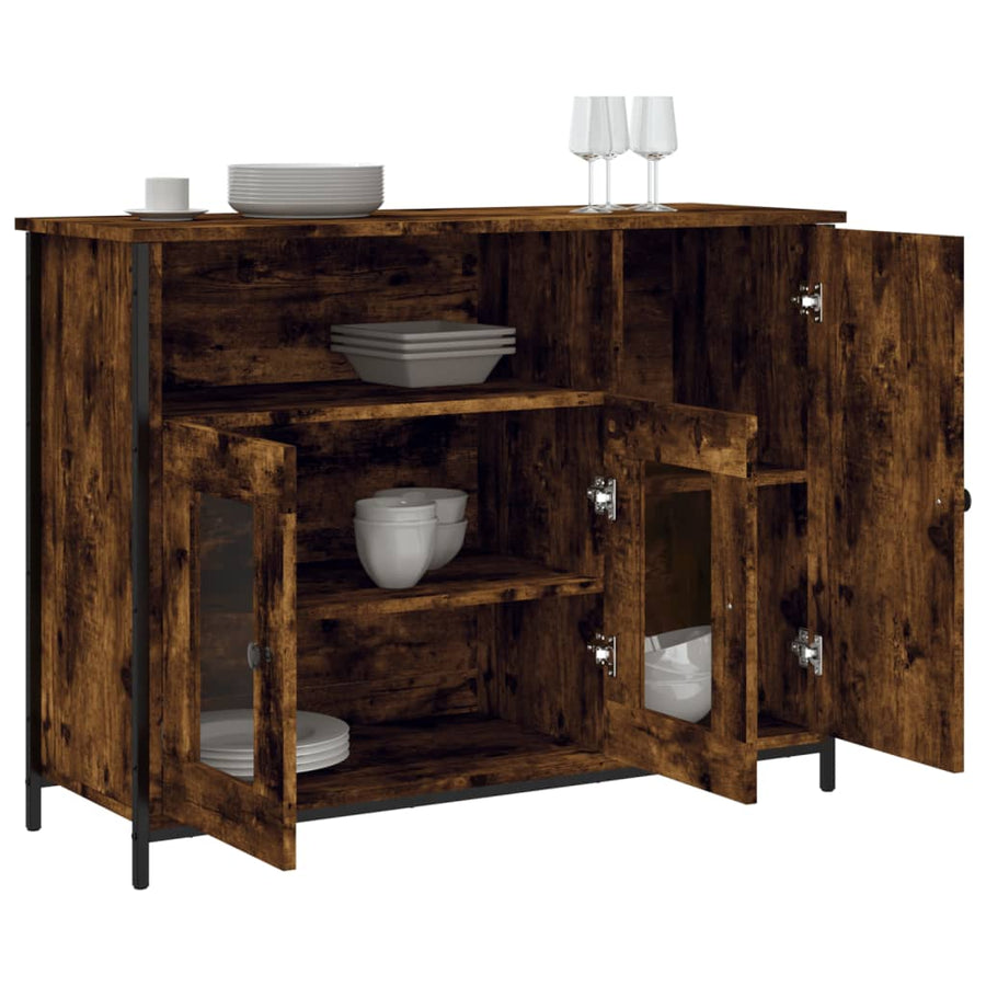 Dressoir 100x35x75 cm bewerkt hout gerookt eikenkleurig