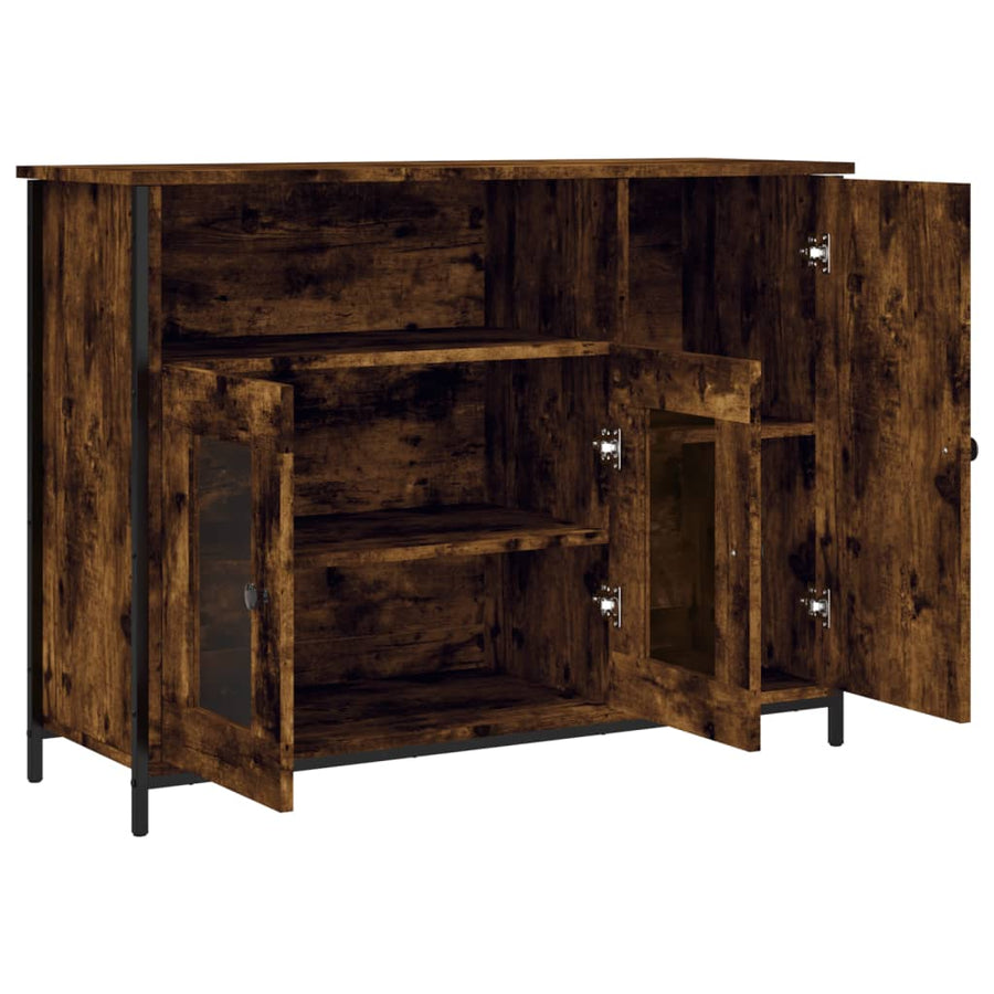 Dressoir 100x35x75 cm bewerkt hout gerookt eikenkleurig
