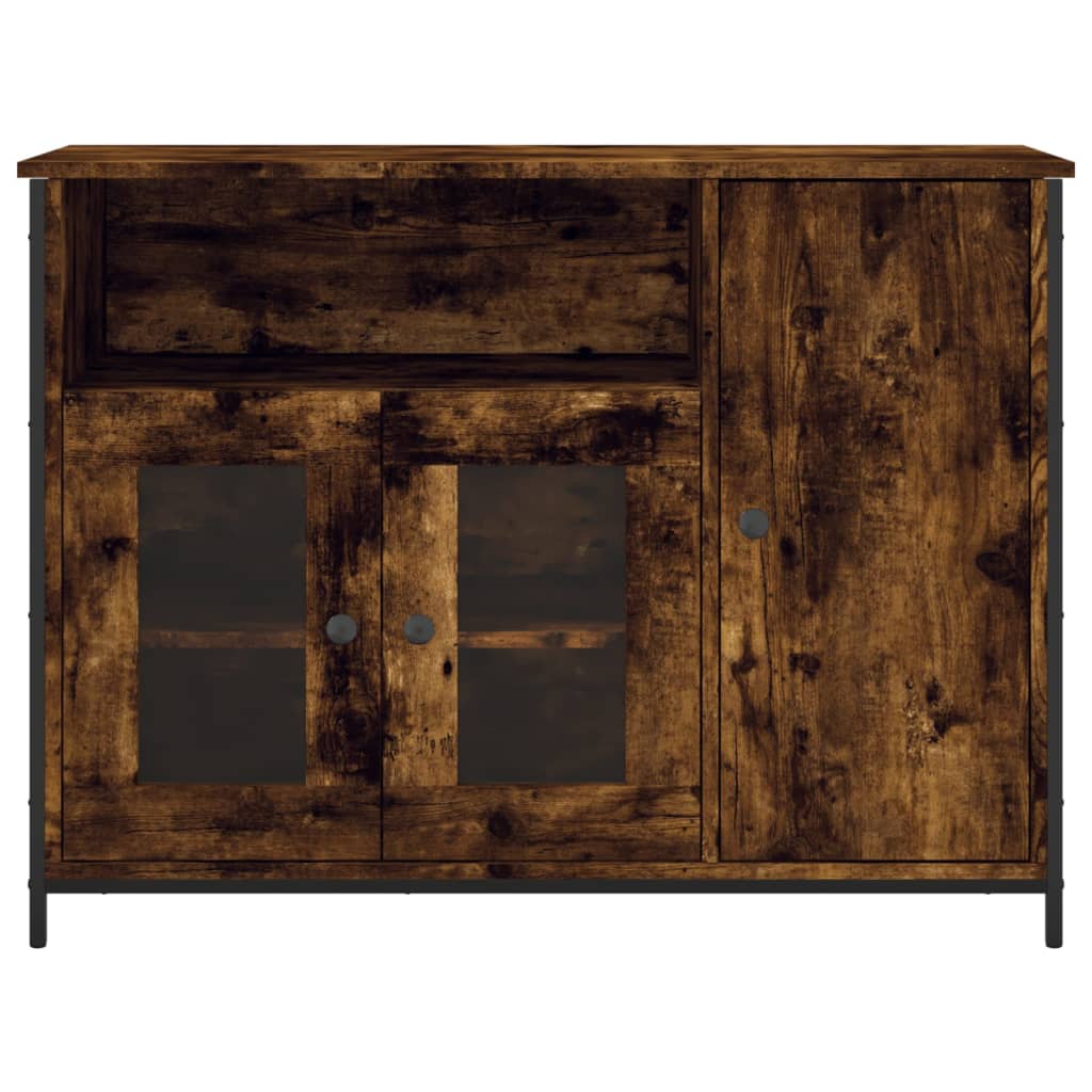 Dressoir 100x35x75 cm bewerkt hout gerookt eikenkleurig