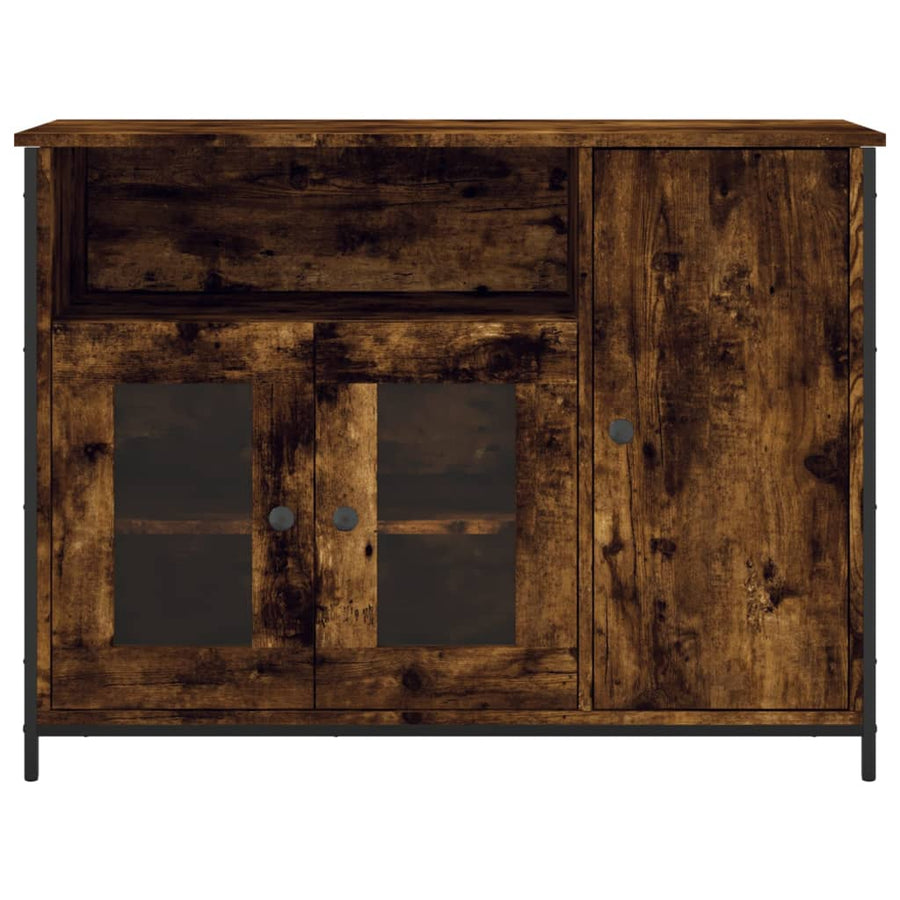 Dressoir 100x35x75 cm bewerkt hout gerookt eikenkleurig