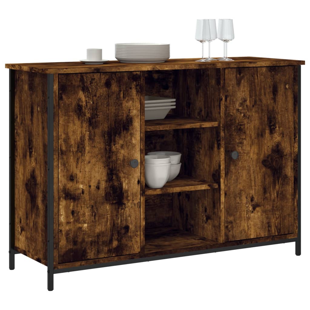 Dressoir 100X35X70 Cm Bewerkt Hout Gerookt Eikenkleurig