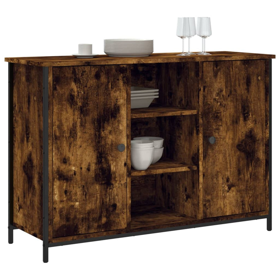Dressoir 100X35X70 Cm Bewerkt Hout Gerookt Eikenkleurig