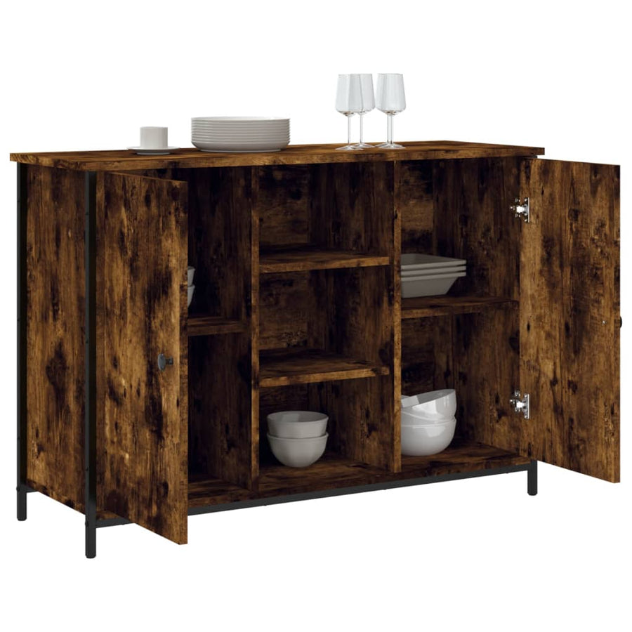 Dressoir 100X35X70 Cm Bewerkt Hout Gerookt Eikenkleurig