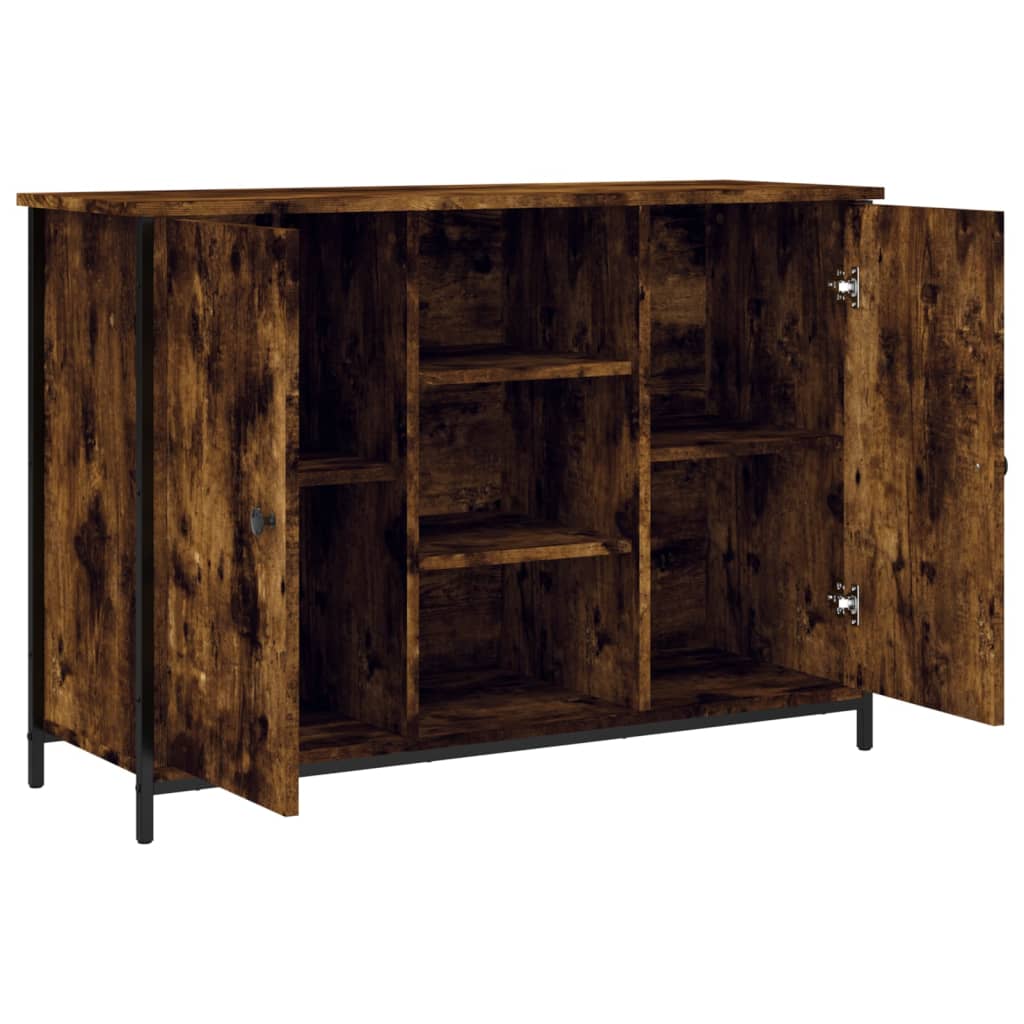 Dressoir 100X35X70 Cm Bewerkt Hout Gerookt Eikenkleurig