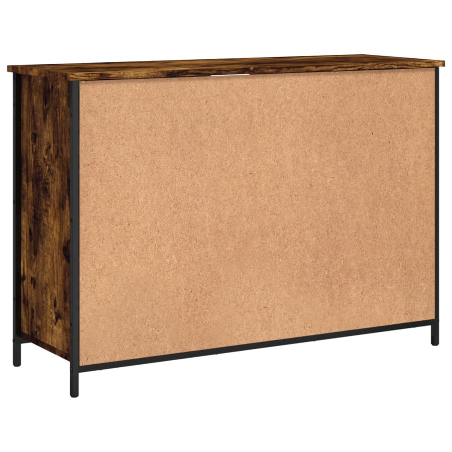 Dressoir 100X35X70 Cm Bewerkt Hout Gerookt Eikenkleurig