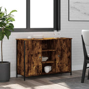 Sideboard 100x35x70 cm carved wood smoked oak color