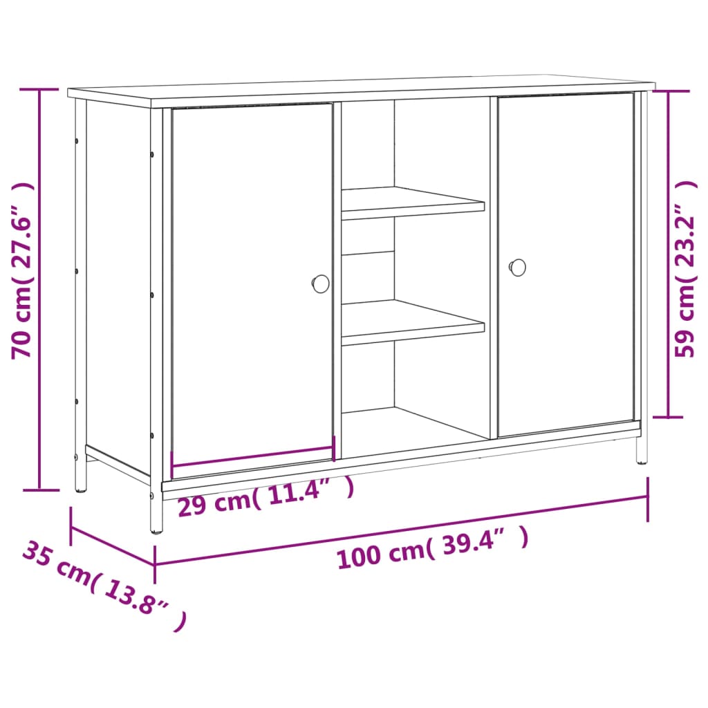Dressoir 100X35X70 Cm Bewerkt Hout Grijs Sonoma