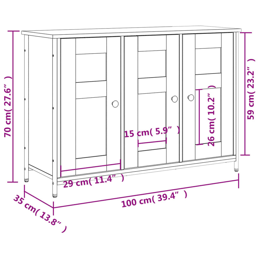 Dressoir 100X35X70 Cm Bewerkt Hout Kleurig Sonoma eiken