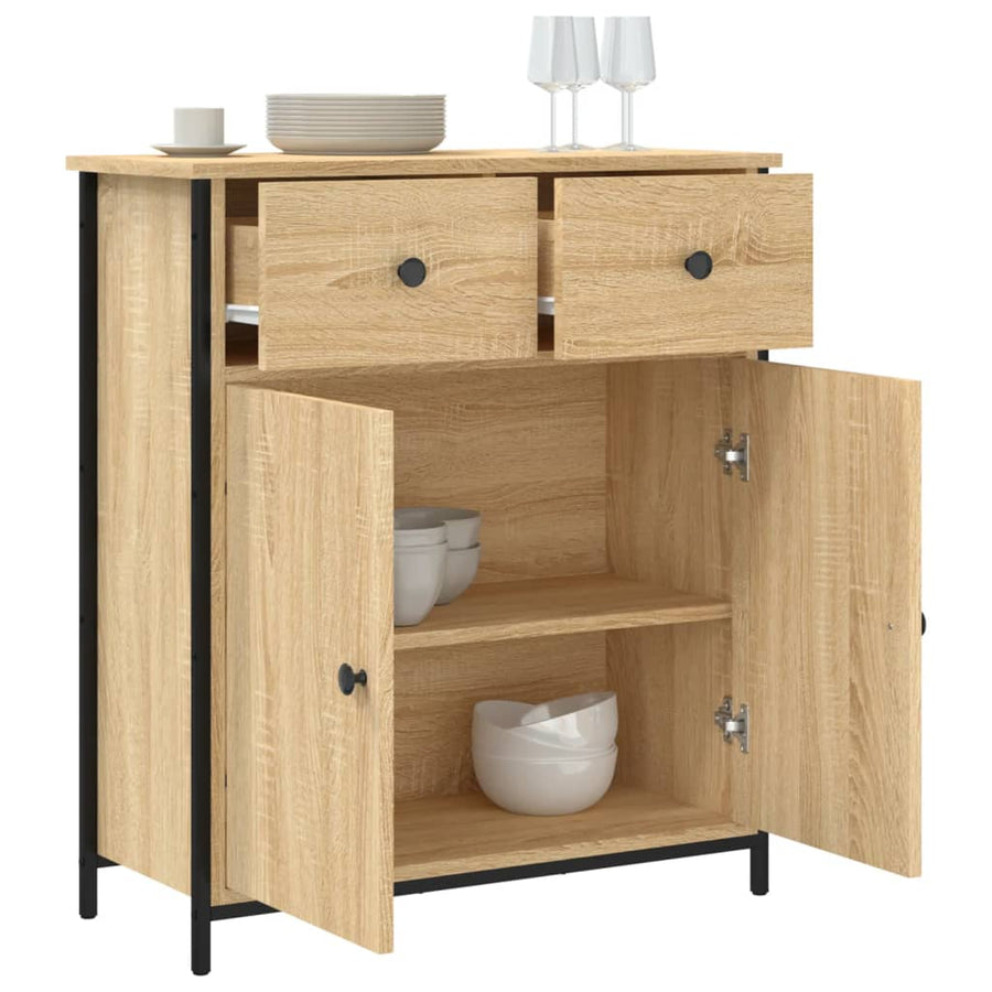 Dressoir 70X30X80 Cm Bewerkt Hout Sonoma Eikenkleurig