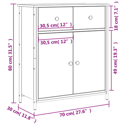Dressoir 70X30X80 Cm Bewerkt Hout Sonoma Eikenkleurig