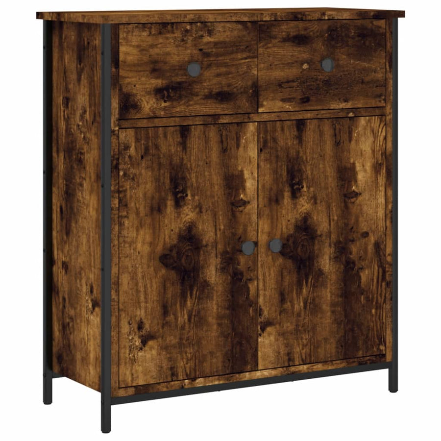 Dressoir 70X30X80 Cm Bewerkt Hout Gerookt Eikenkleurig