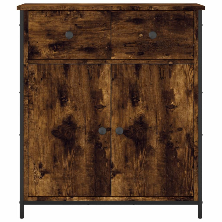 Dressoir 70X30X80 Cm Bewerkt Hout Gerookt Eikenkleurig