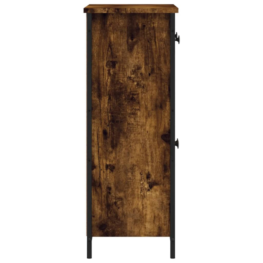 Dressoir 70X30X80 Cm Bewerkt Hout Gerookt Eikenkleurig