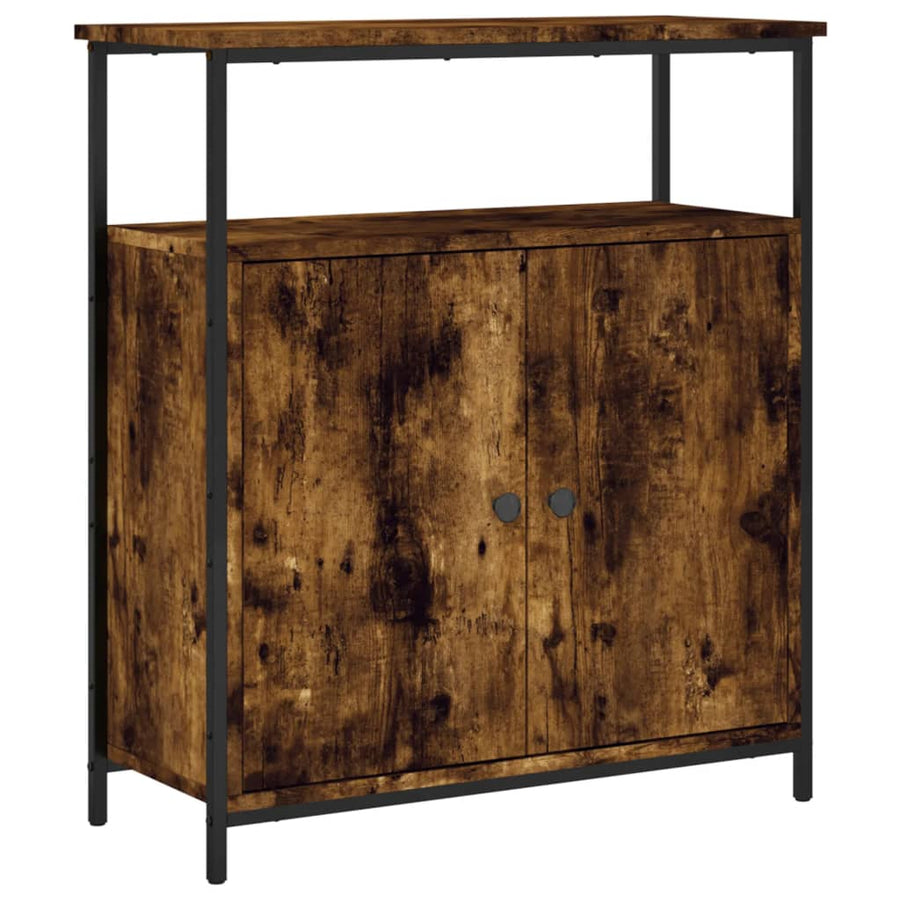 Dressoir 70X30X80 Cm Bewerkt Hout Gerookt Eikenkleurig