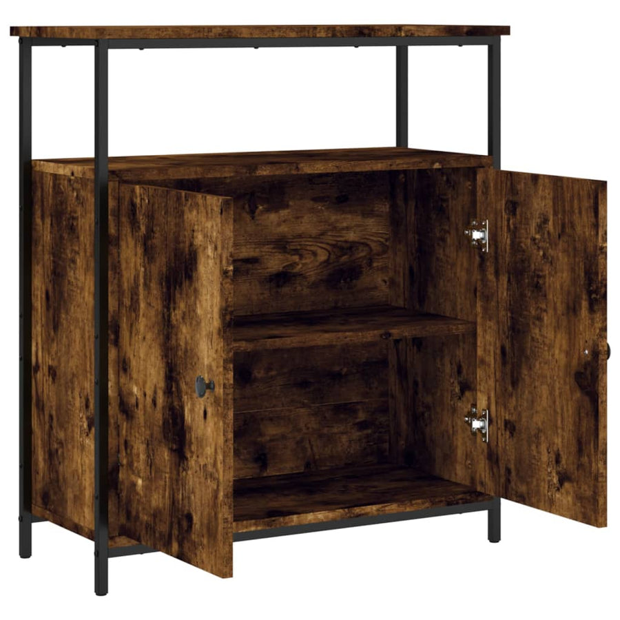 Dressoir 70X30X80 Cm Bewerkt Hout Gerookt Eikenkleurig