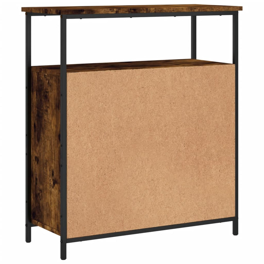 Dressoir 70X30X80 Cm Bewerkt Hout Gerookt Eikenkleurig