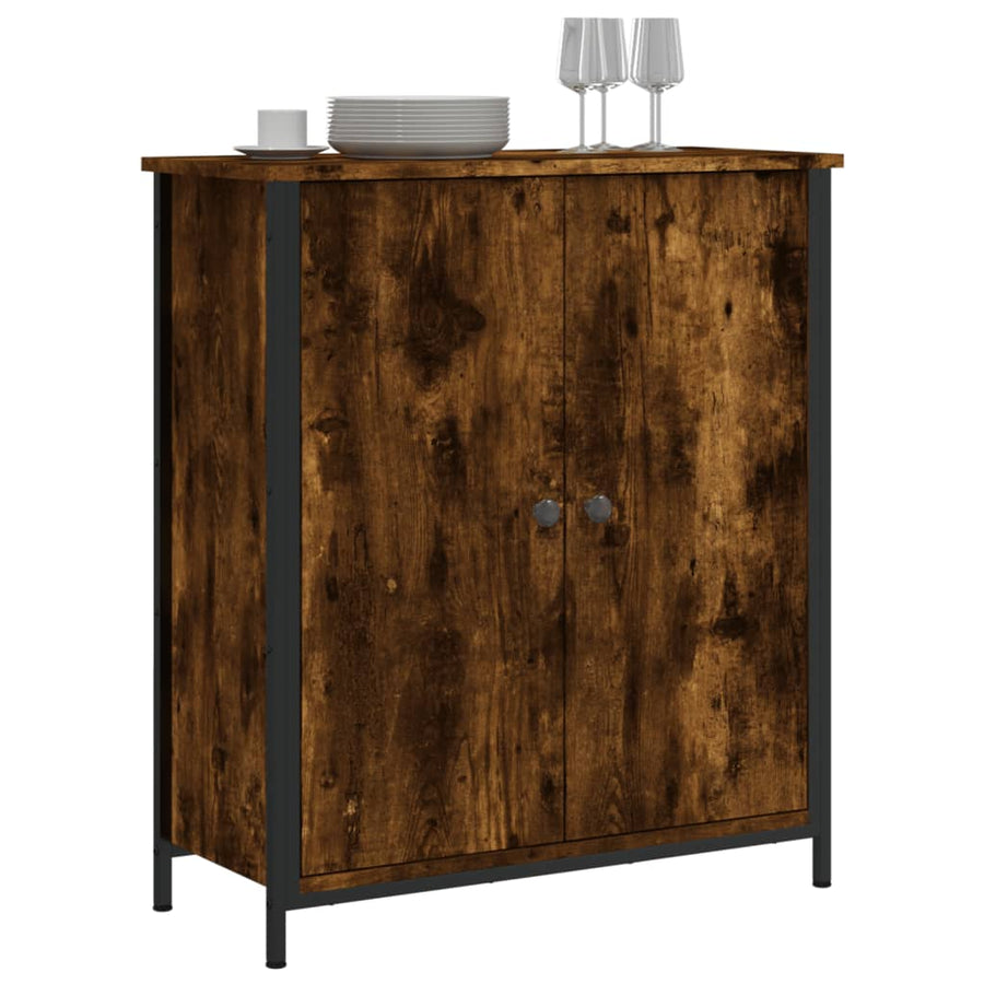 Dressoir 70X30X80 Cm Bewerkt Hout Kleurig Gerookt eiken