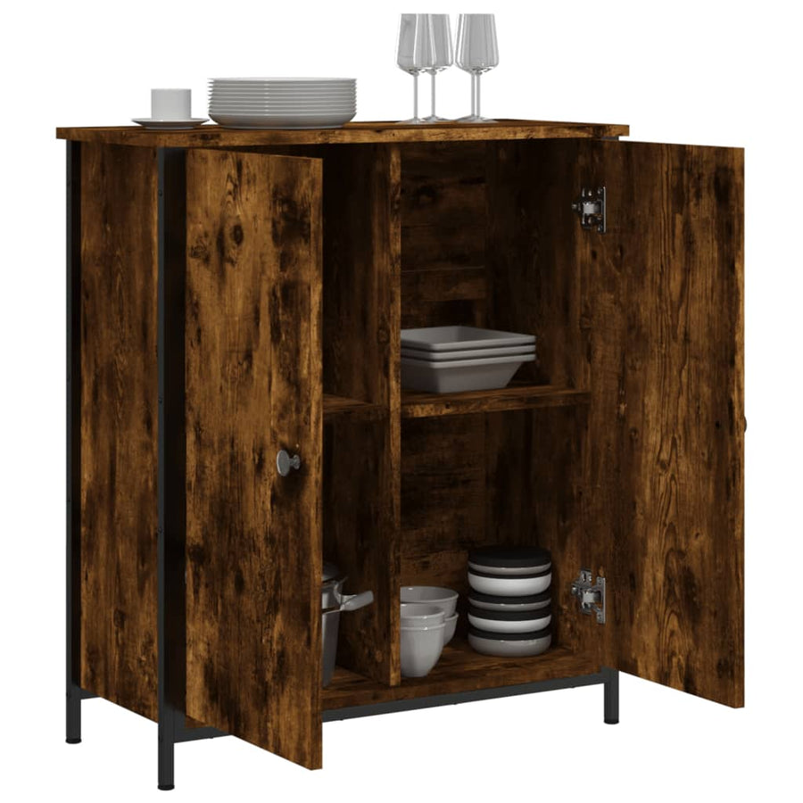 Dressoir 70X30X80 Cm Bewerkt Hout Kleurig Gerookt eiken