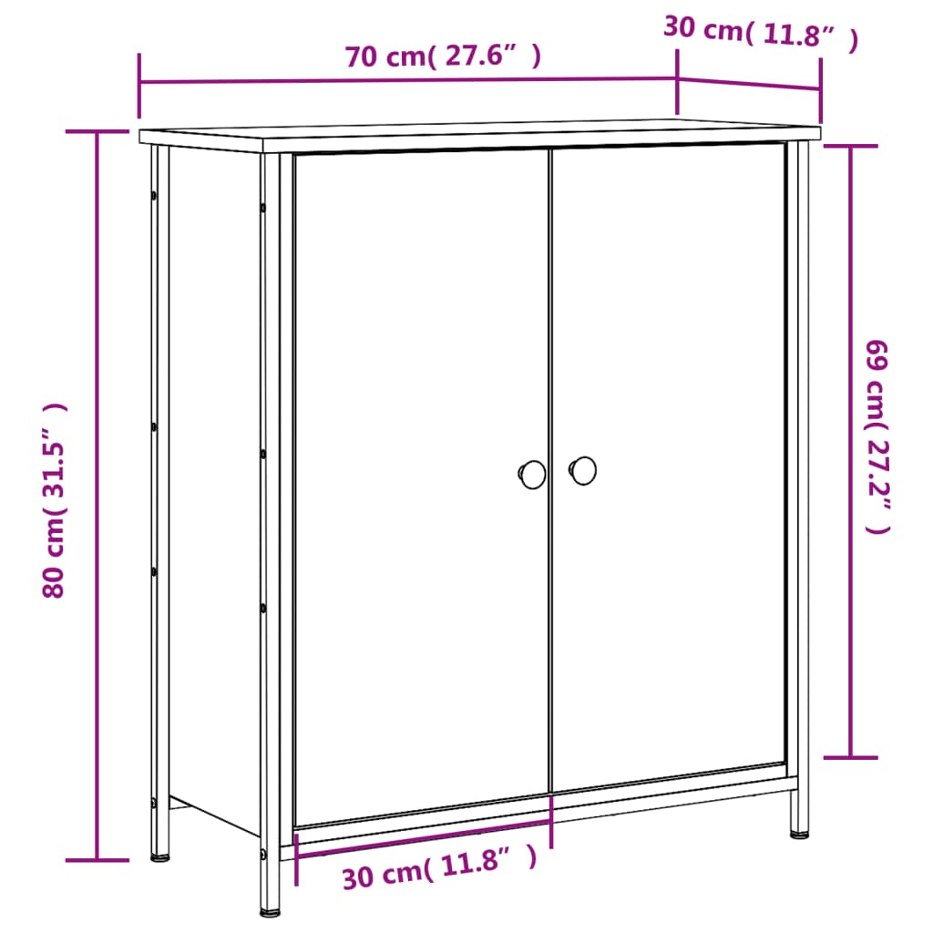 Dressoir 70X30X80 Cm Bewerkt Hout Kleurig Gerookt eiken