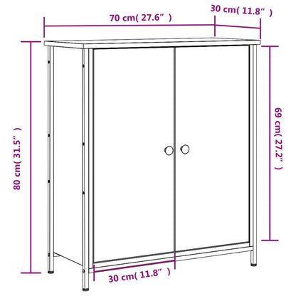 Dressoir 70X30X80 Cm Bewerkt Hout Kleurig Gerookt eiken