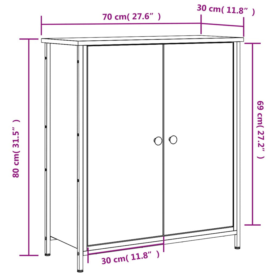Dressoir 70X30X80 Cm Bewerkt Hout Kleurig Gerookt eiken
