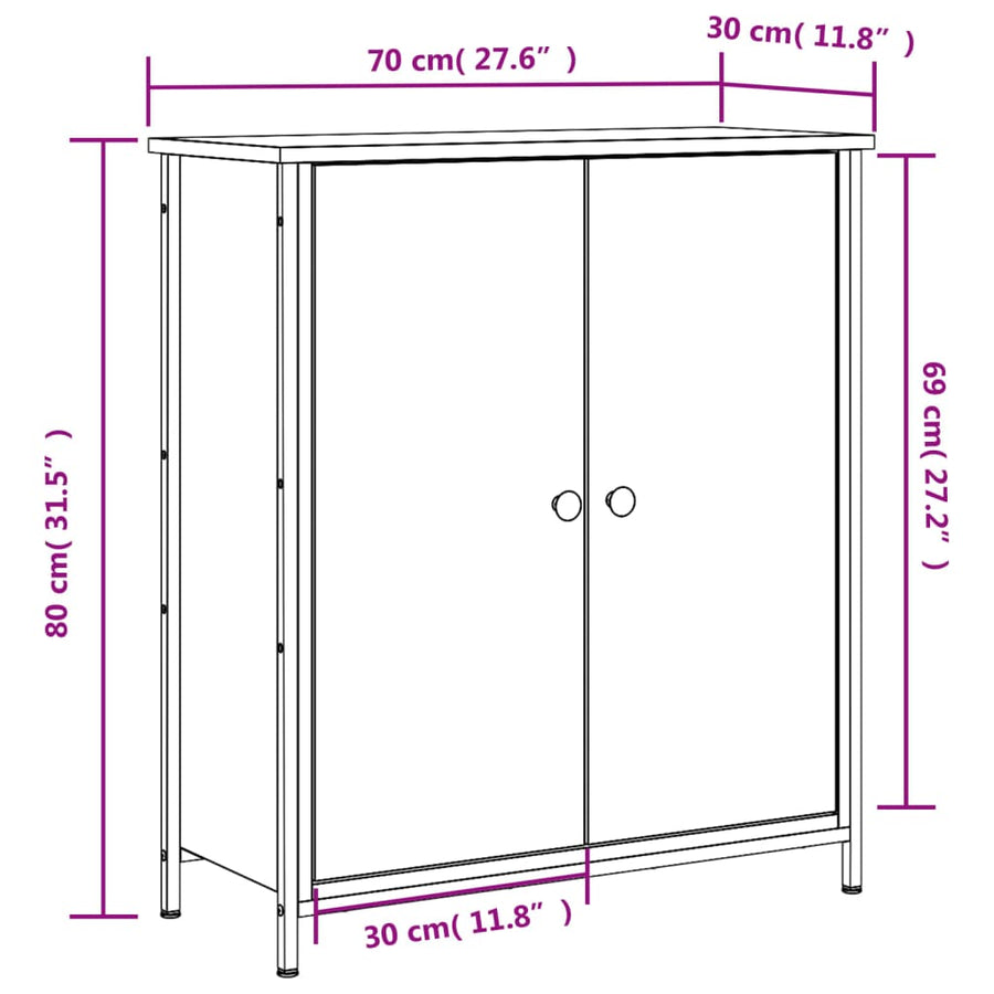 Dressoir 70X30X80 Cm Bewerkt Hout Grijs sonoma