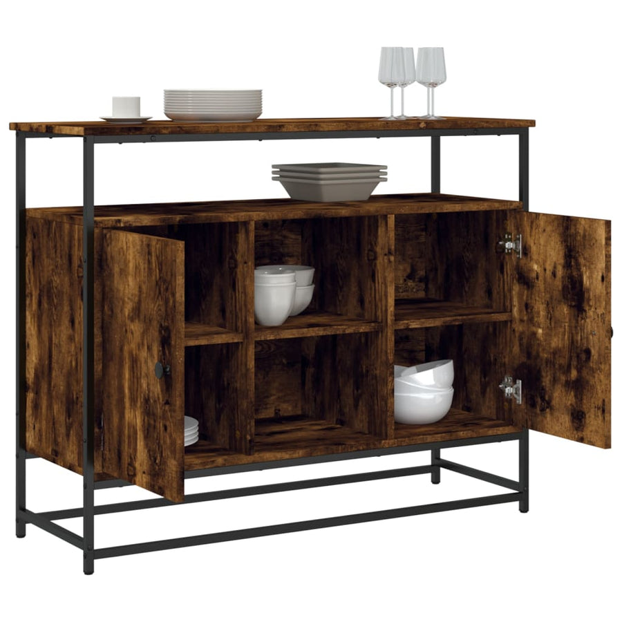 Dressoir 100X35X80 Cm Bewerkt Hout Kleurig Gerookt eiken