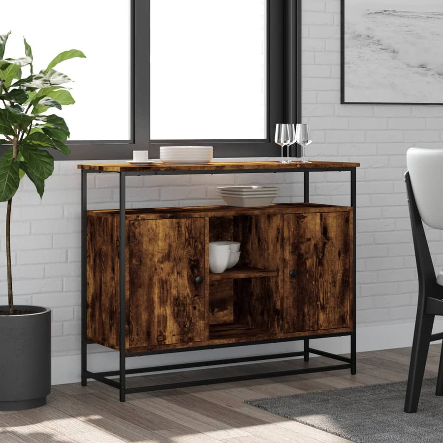 Dressoir 100X35X80 Cm Bewerkt Hout Kleurig Gerookt eiken