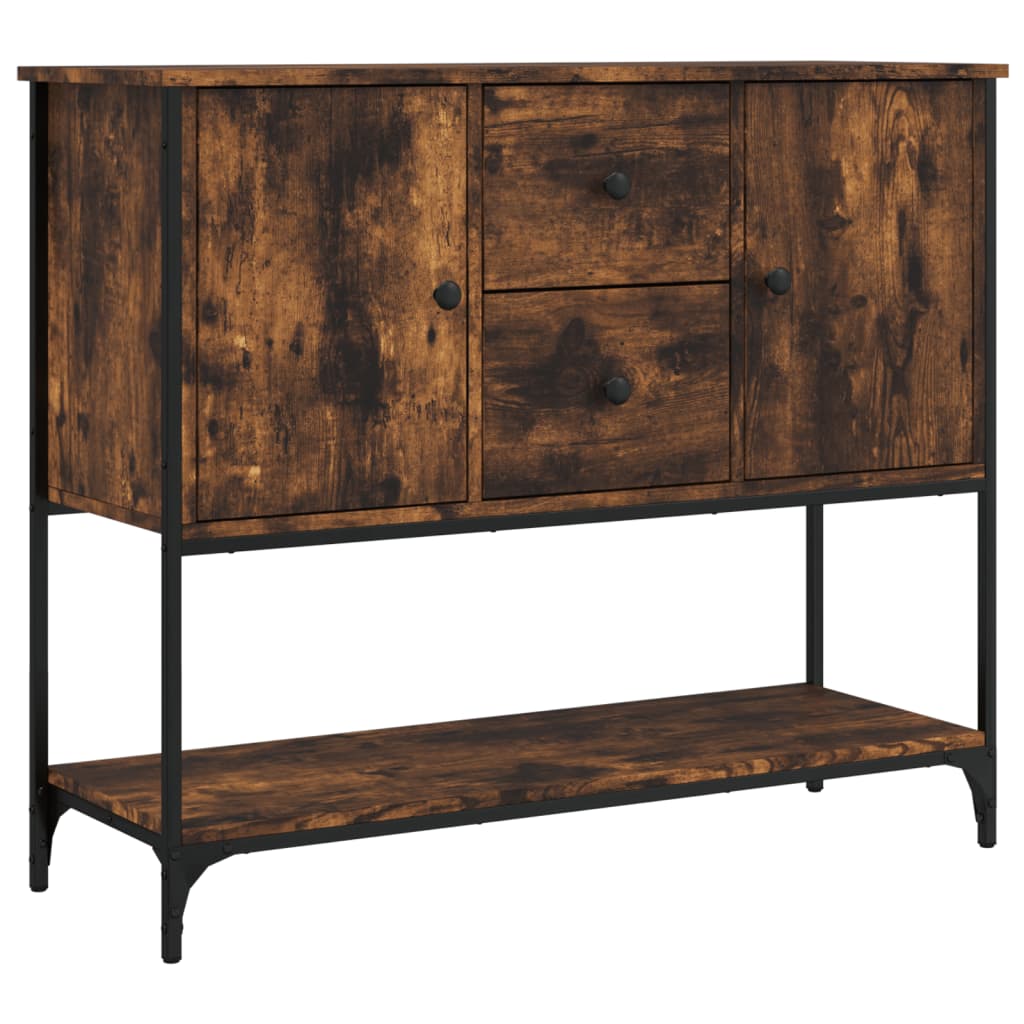 Dressoir 100X36X85 Cm Bewerkt Hout Gerookt Eikenkleurig