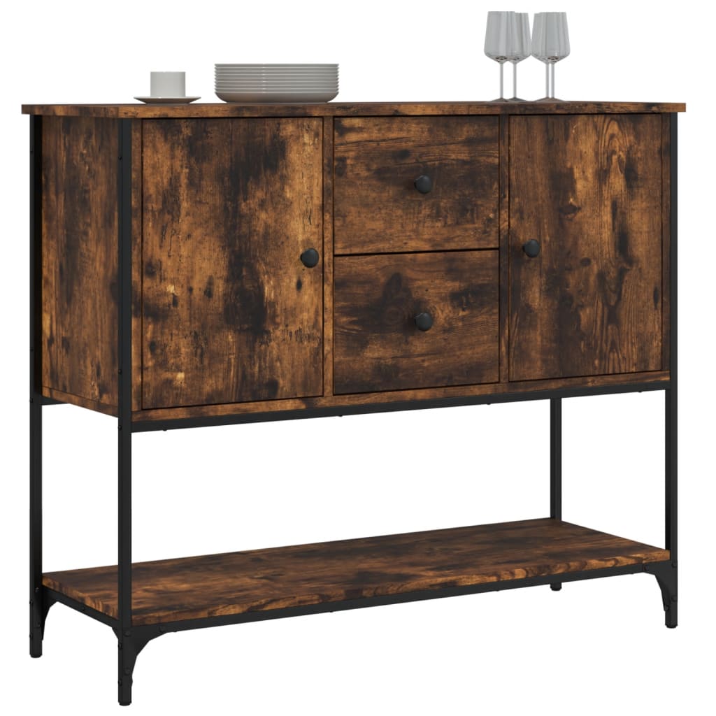 Dressoir 100X36X85 Cm Bewerkt Hout Gerookt Eikenkleurig