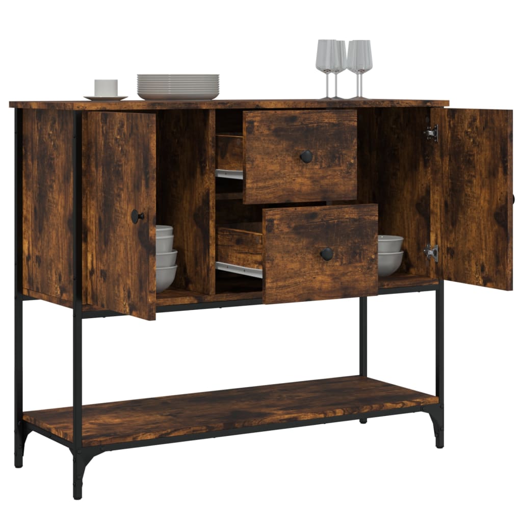 Dressoir 100X36X85 Cm Bewerkt Hout Gerookt Eikenkleurig