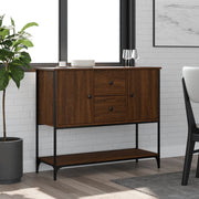 Sideboard 100x36x85 cm carved wood brown oak finish