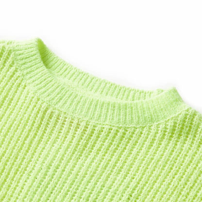 Kindertrui gebreid 128 neongeel Geel 128