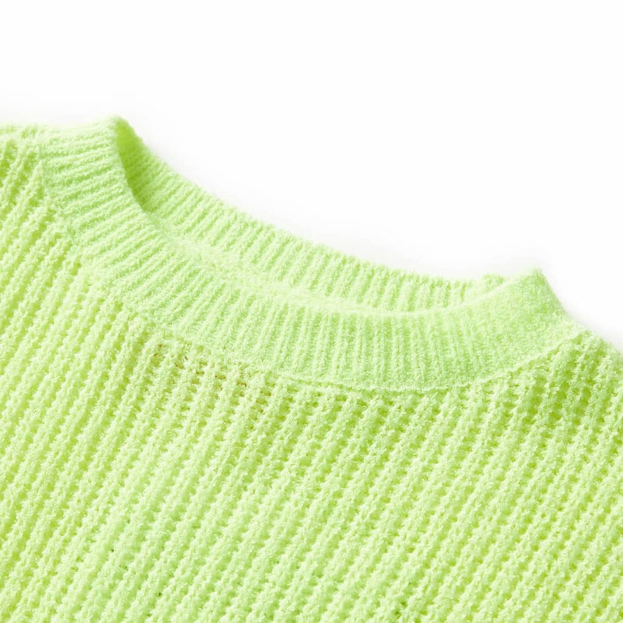 Kindertrui gebreid 128 neongeel Geel 128