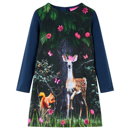 Kinderjurk met lange mouwen 104 marineblauw