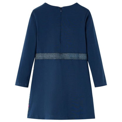 Kinderjurk met lange mouwen 104 marineblauw