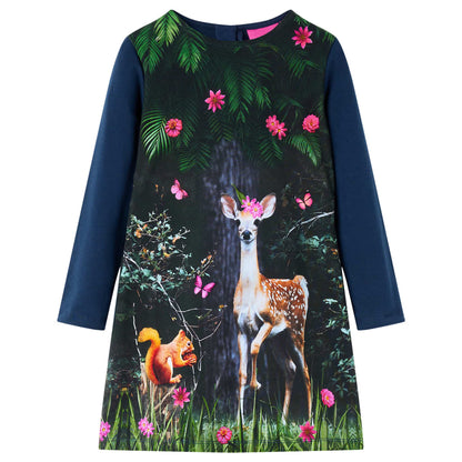 Kinderjurk met lange mouwen 116 marineblauw 116