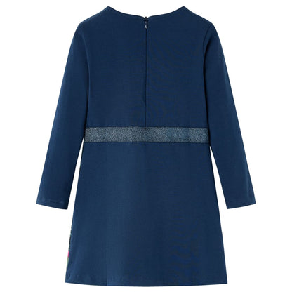 Kinderjurk met lange mouwen 116 marineblauw 116